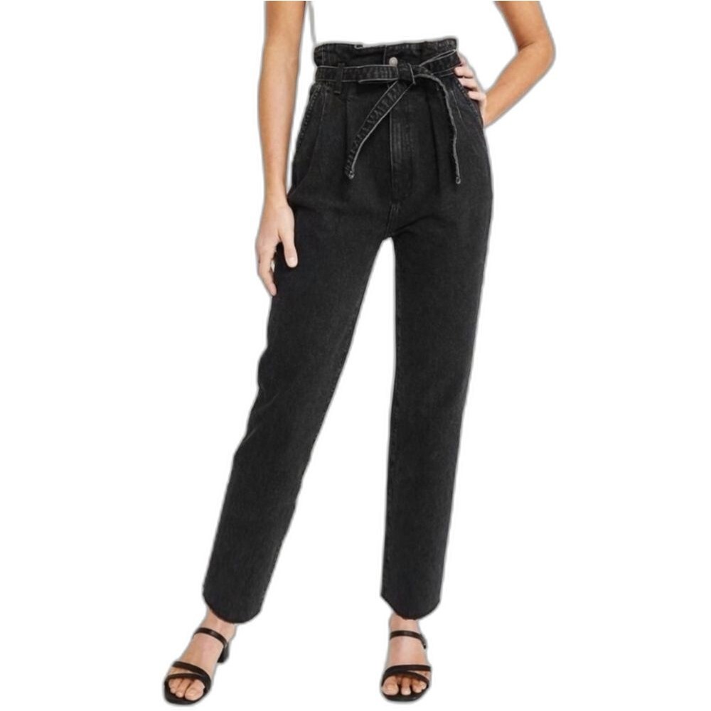 Abercrombie & Fitch Women Jean Ultra High Rise Raw Hem Pleated Size 28/6